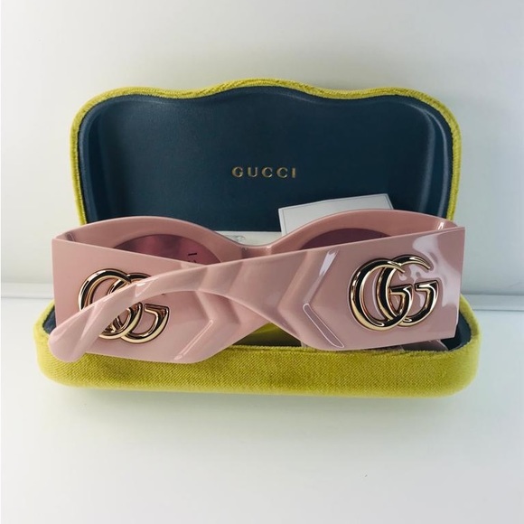 Runway- NEW🔥GUCCI Pink Gg0810s 003 New Square-frame Injection Sunglasses - Picture 5 of 16